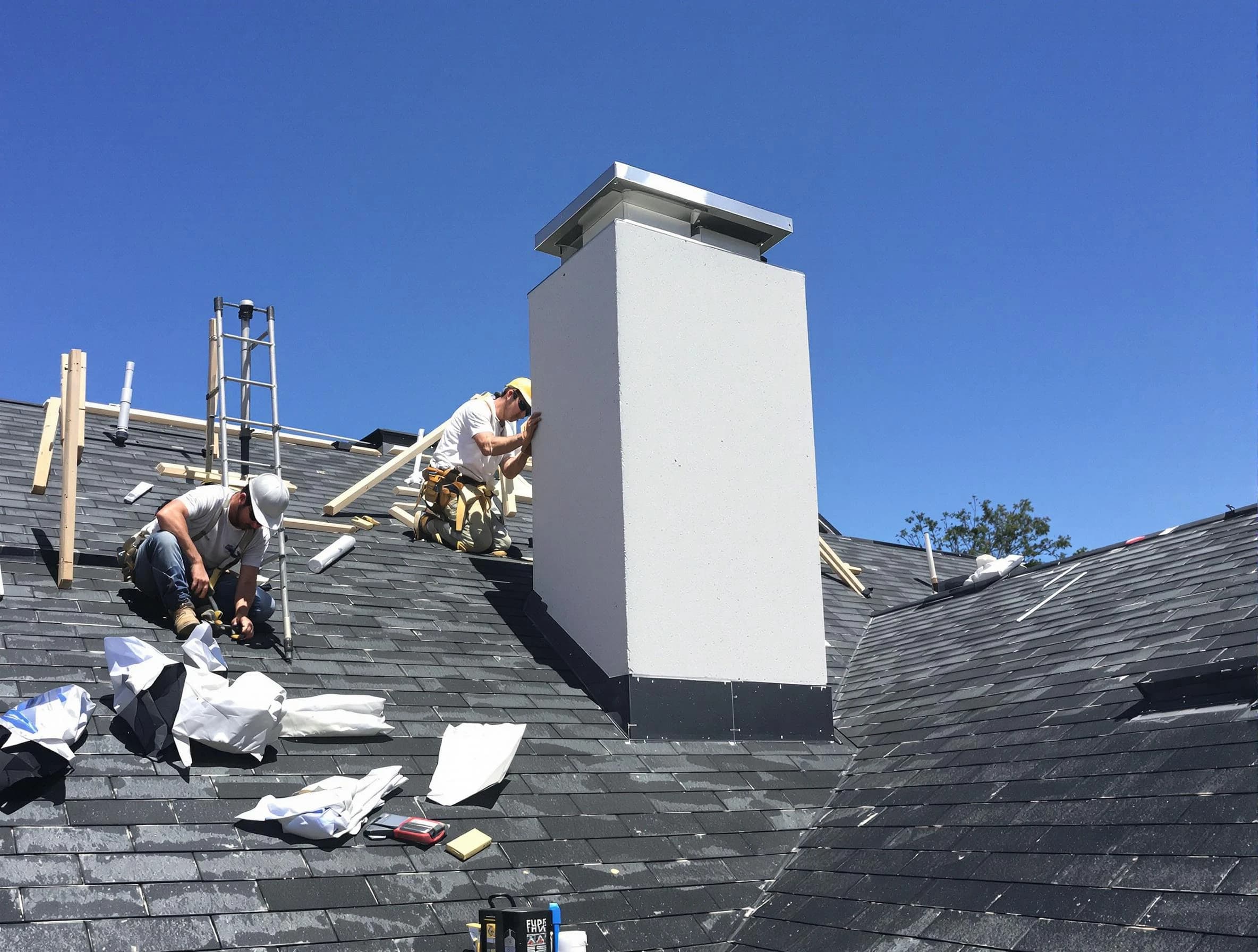 Mount Olive Chimney Sweep crew installing a new chimney in Mount Olive, AL