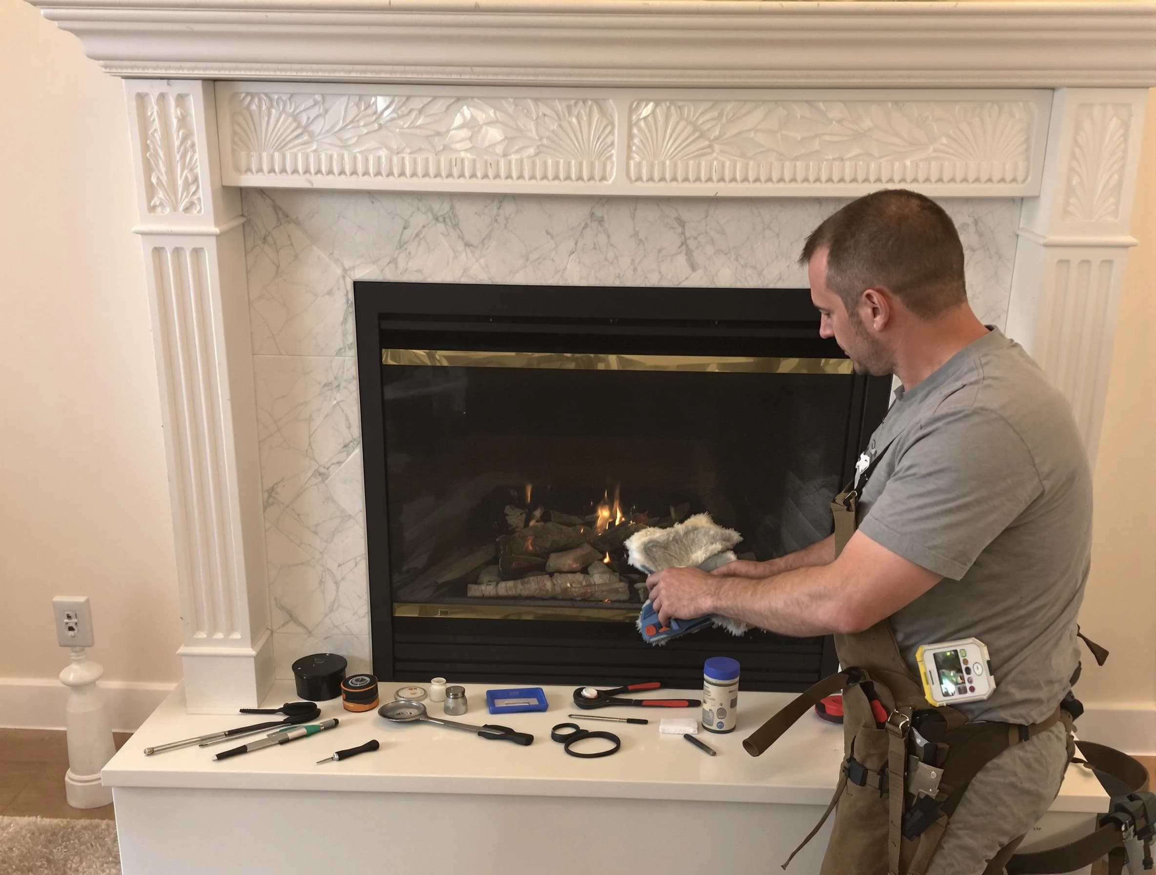 Mount Olive Chimney Sweep performing fireplace maintenance in Mount Olive, AL