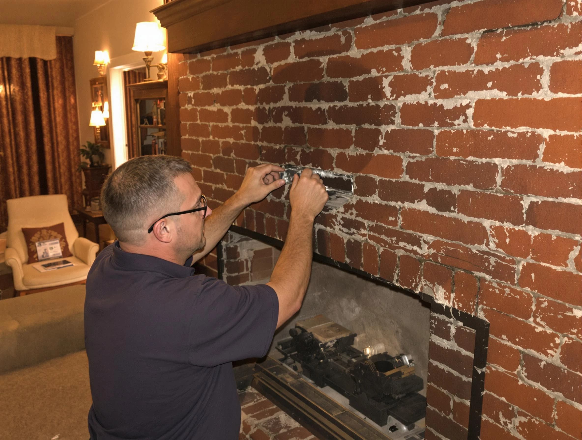 Mount Olive Chimney Sweep expert fixing a fireplace in Mount Olive, AL