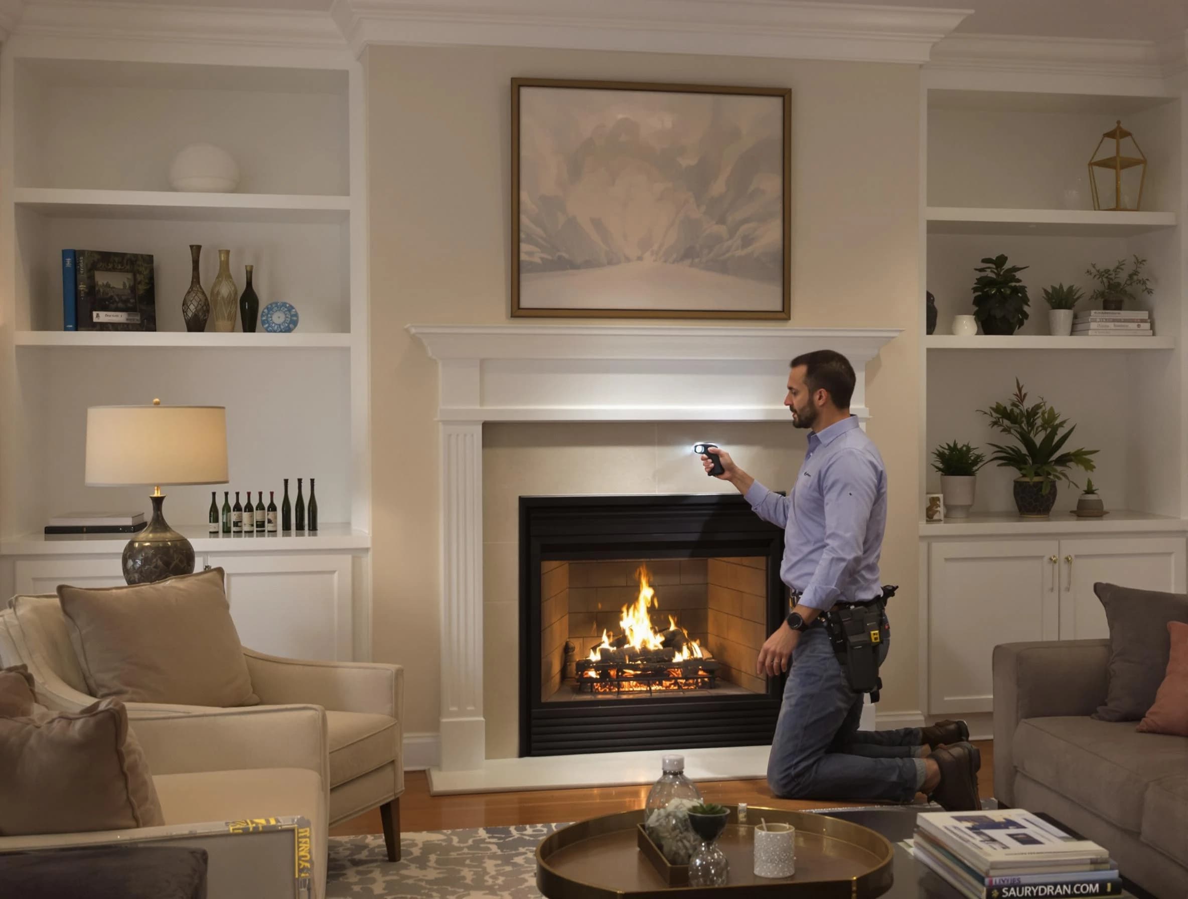 Mount Olive Chimney Sweep conducting a fireplace safety inspection in Mount Olive, AL