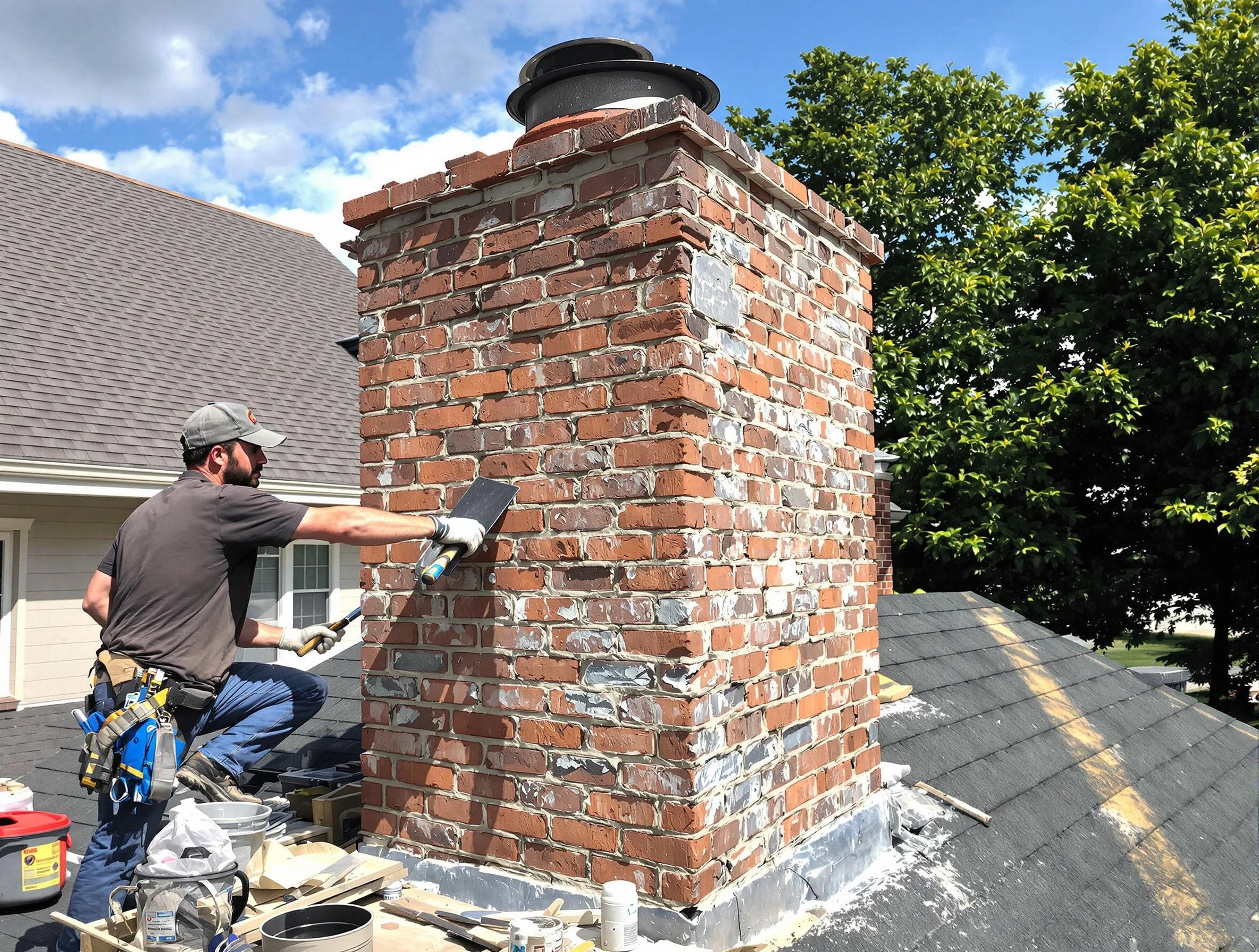 Completed chimney rebuild by Mount Olive Chimney Sweep in Mount Olive, AL