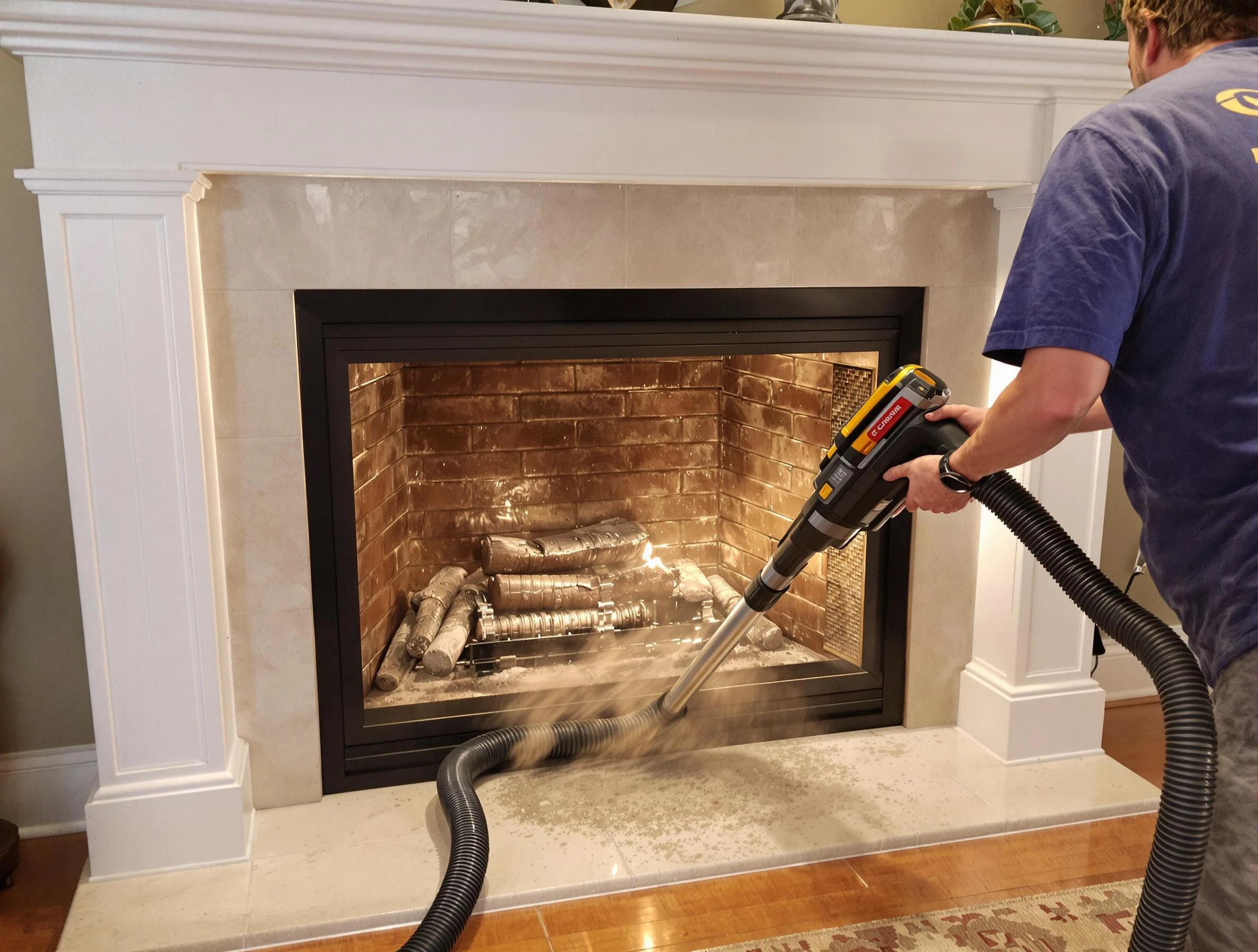 Fireplace cleaning performed by Mount Olive Chimney Sweep in Mount Olive, AL